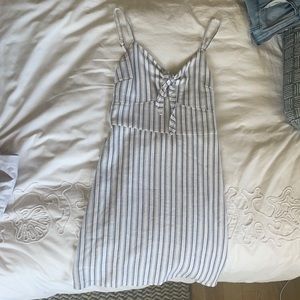 Blue and white striped dress